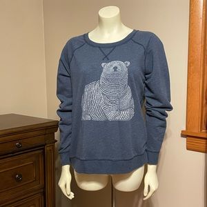sweatshirt, adorable polar bear design , blue , Large